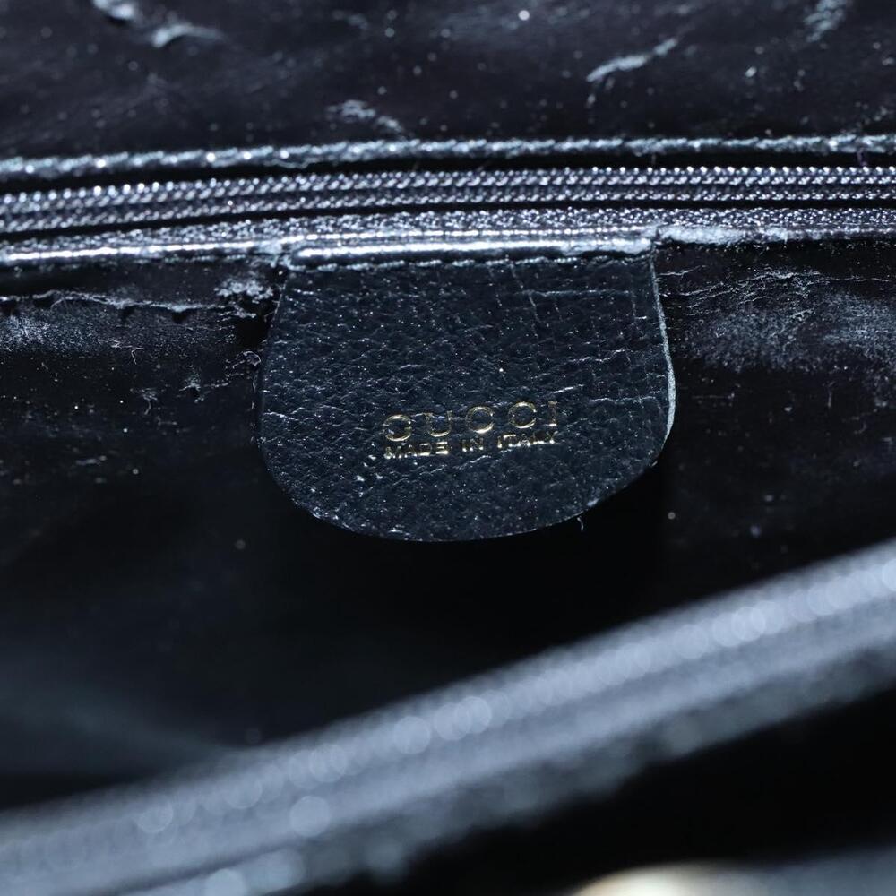 GUCCI Bamboo Hand Bag Leather Black Gold 002 1186 002 1186 - Picture 15 of 16